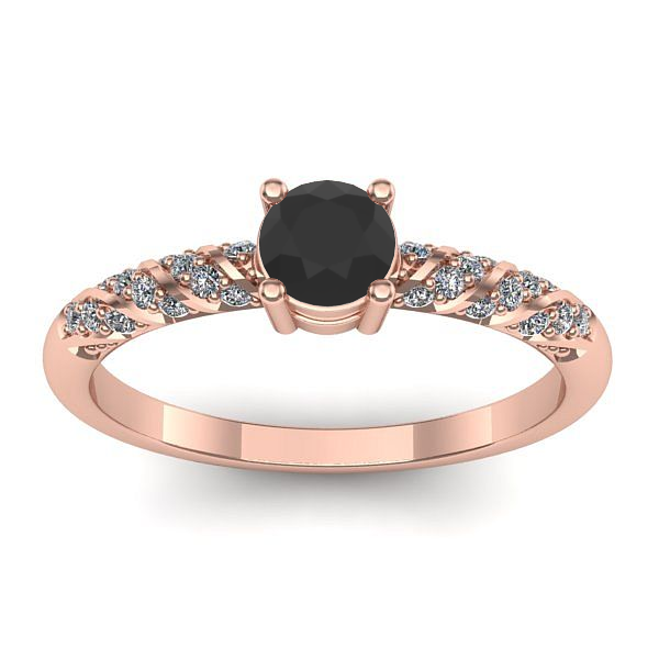 Inel de logodna cu diamant negru rotund