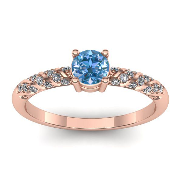 Inel cu diamant de laborator albastru rotund