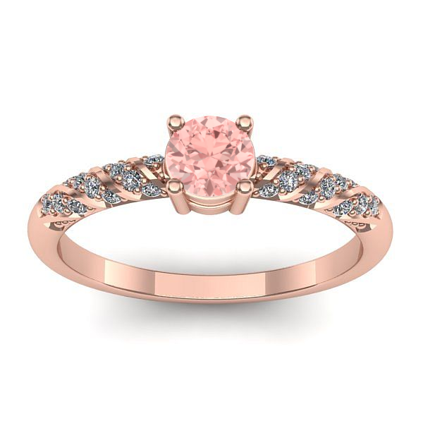 Inel logodna cu diamant de laborator roz rotund