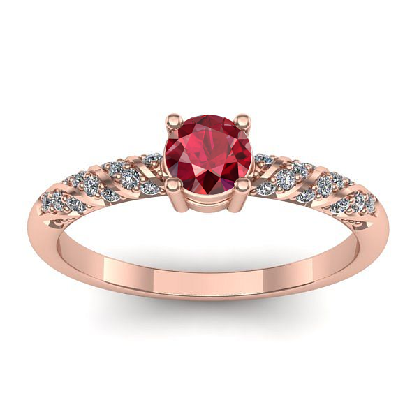 Inel logodna cu rubin rotund