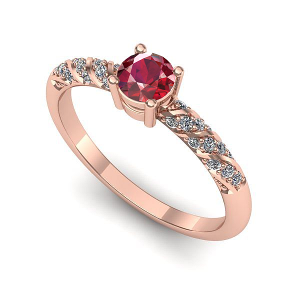 Inel de logodna din aur roz cu rubin