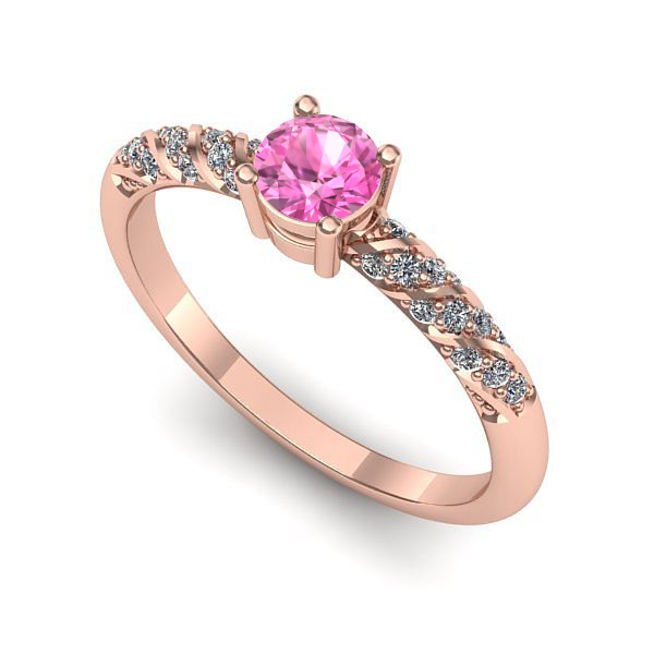 Inel din aur roz cu safir roz