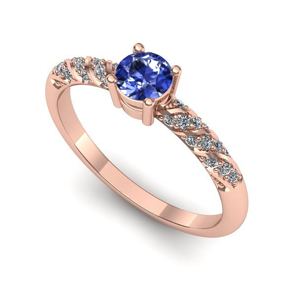Inel logodna din aur roz cu tanzanit
