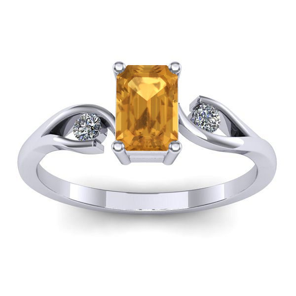 Inel logodna cu citrin dreptunghiular