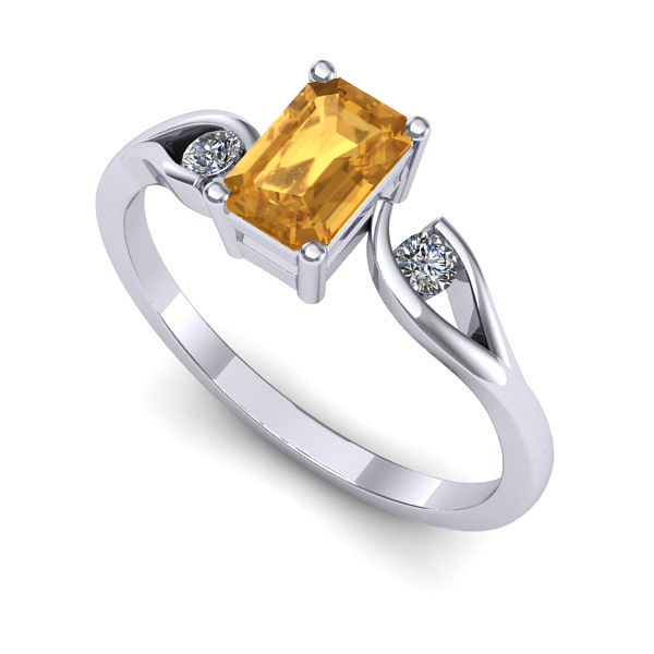 Inel de logodna din aur alb cu citrin