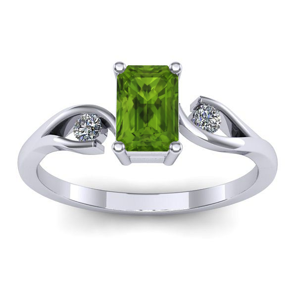Inel de logodna cu peridot dreptunghiular