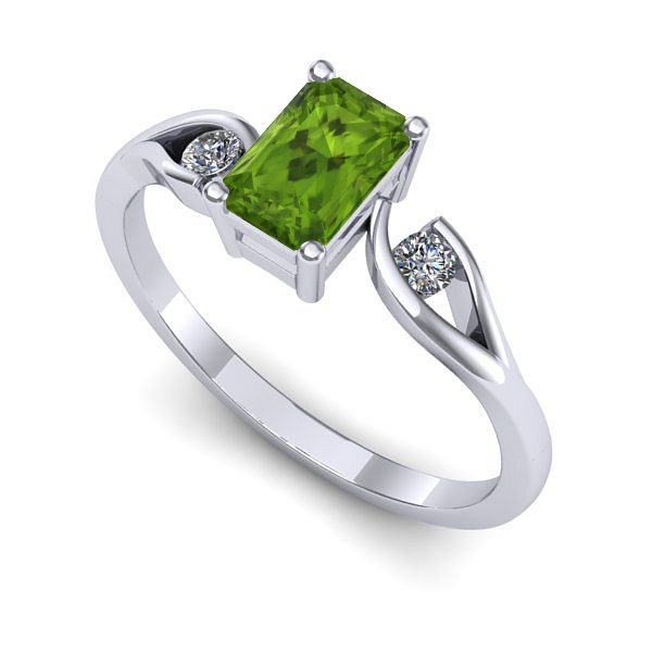 Inel de logodna din aur alb cu peridot