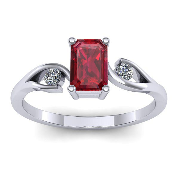 Inel de logodna cu rubin dreptunghiular