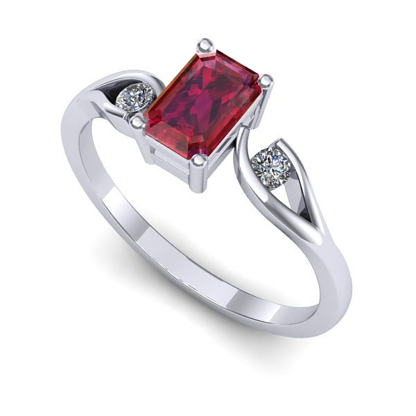 Inel de logodna din aur alb cu rubin