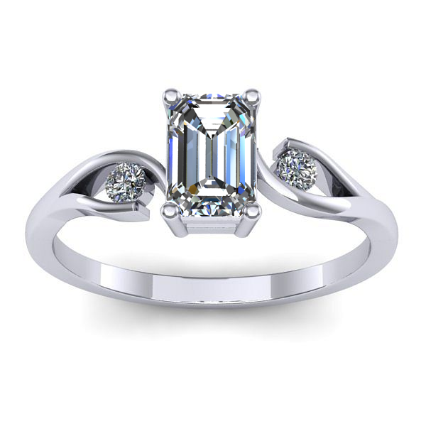 Inel logodna cu safir alb dreptunghiular