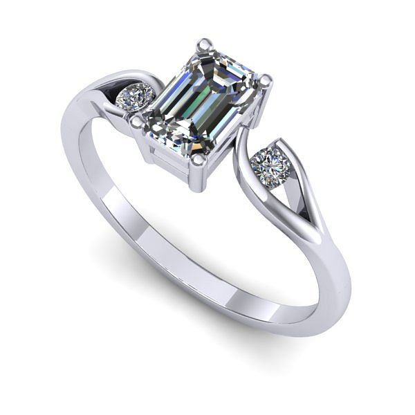 Inel din aur alb cu safir alb