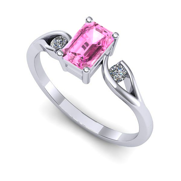 Inel din aur alb cu safir roz