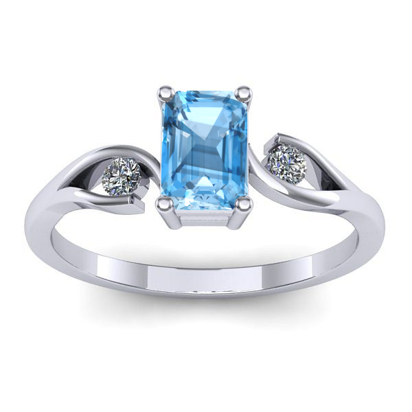 Inel logodna cu topaz blue dreptunghiular