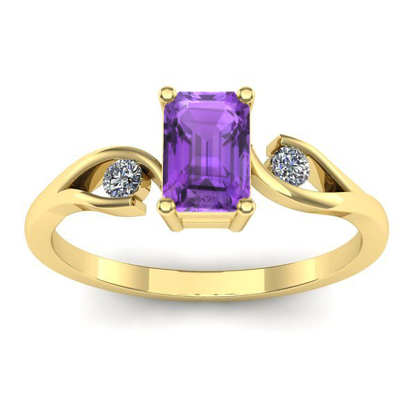 Inel logodna cu ametist dreptunghiular