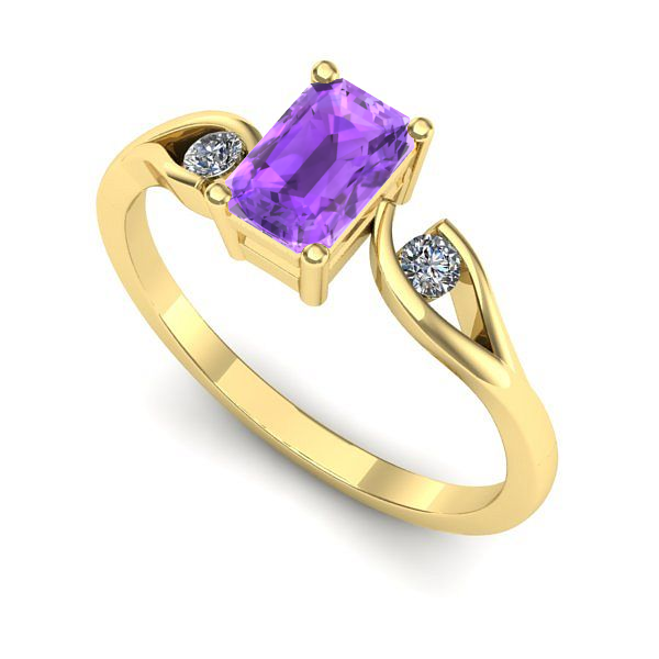 Inel de logodna din aur galben cu ametist
