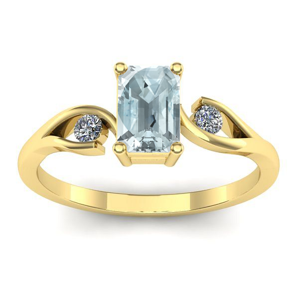 Inel cu aquamarin dreptunghiular