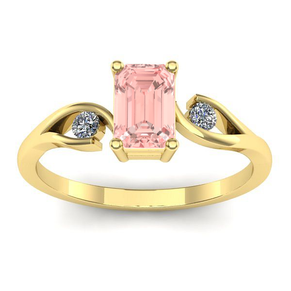 Inel cu diamant de laborator roz dreptunghiular