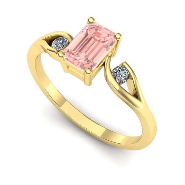 Inel din aur galben cu diamant de laborator roz