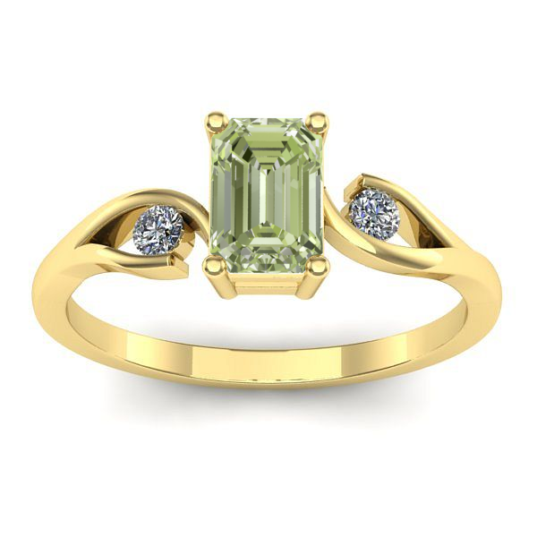 Inel cu diamant de laborator verde dreptunghiular