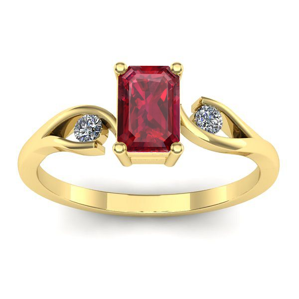 Inel cu rubin dreptunghiular