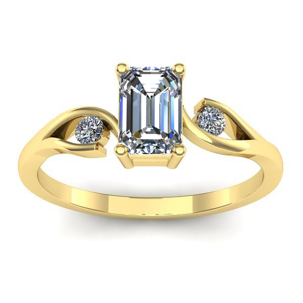 Inel logodna cu safir alb dreptunghiular