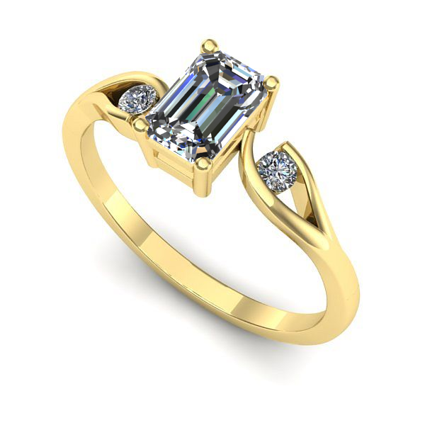 Inel din aur galben cu safir alb