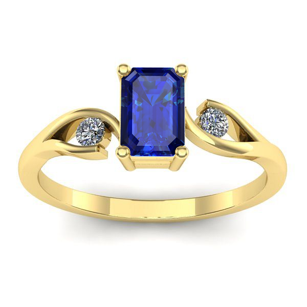 Inel logodna cu safir dreptunghiular