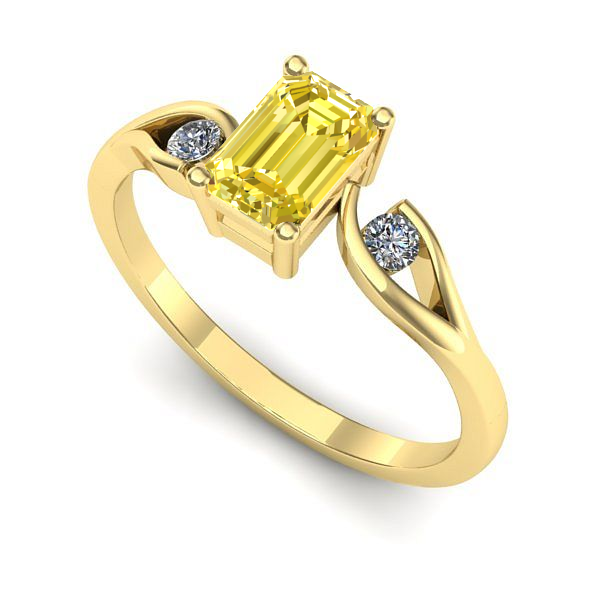 Inel logodna din aur galben cu safir galben