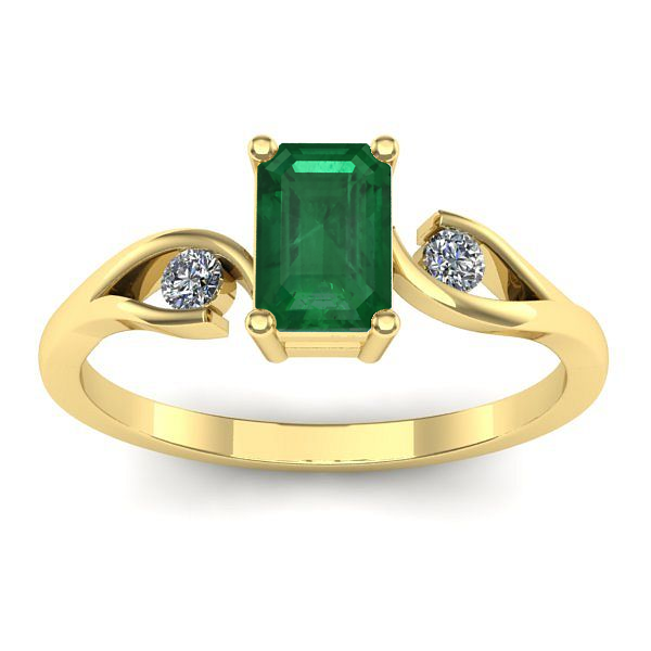 Inel cu smarald dreptunghiular