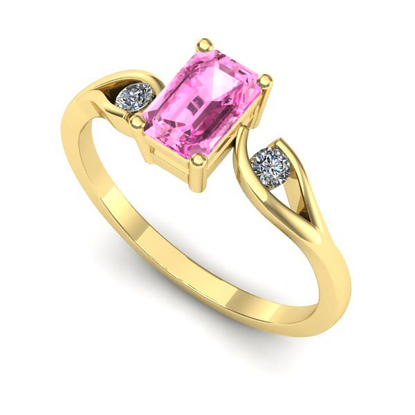 Inel din aur galben cu safir roz