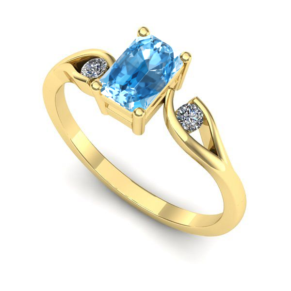 Inel logodna din aur galben cu topaz blue