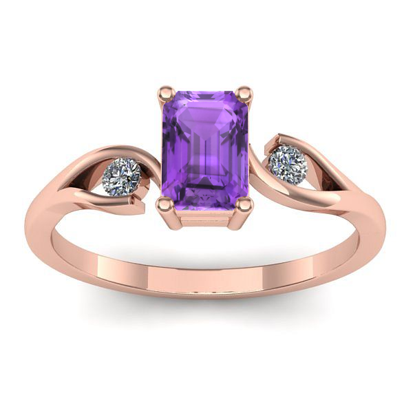 Inel de logodna cu ametist dreptunghiular