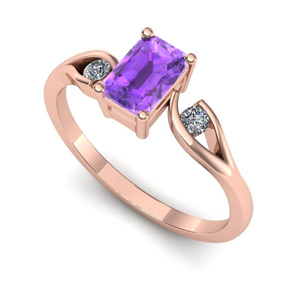 Inel de logodna din aur roz cu ametist