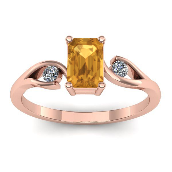 Inel logodna cu citrin dreptunghiular