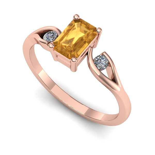 Inel de logodna din aur roz cu citrin