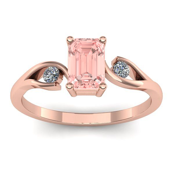 Inel cu diamant de laborator roz dreptunghiular
