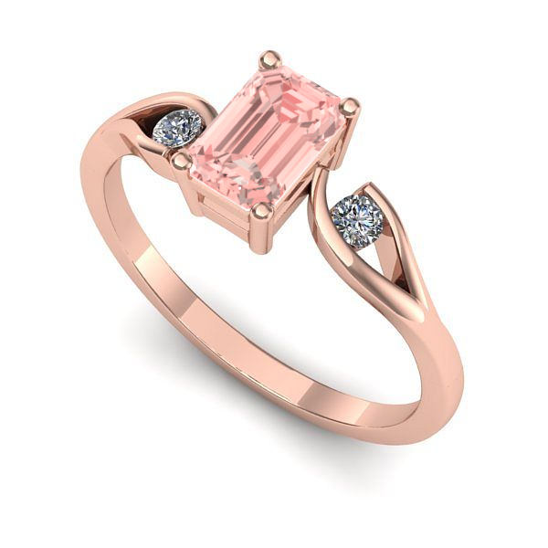 Inel logodna din aur roz cu diamant de laborator roz