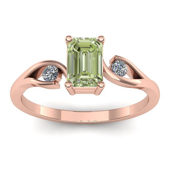 Inel cu diamant de laborator verde dreptunghiular