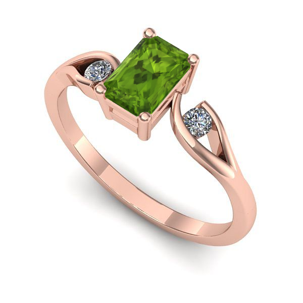 Inel din aur roz cu peridot