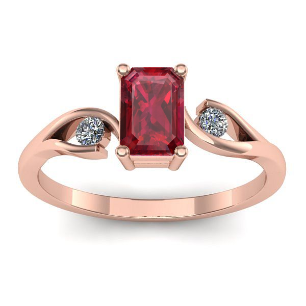 Inel cu rubin dreptunghiular