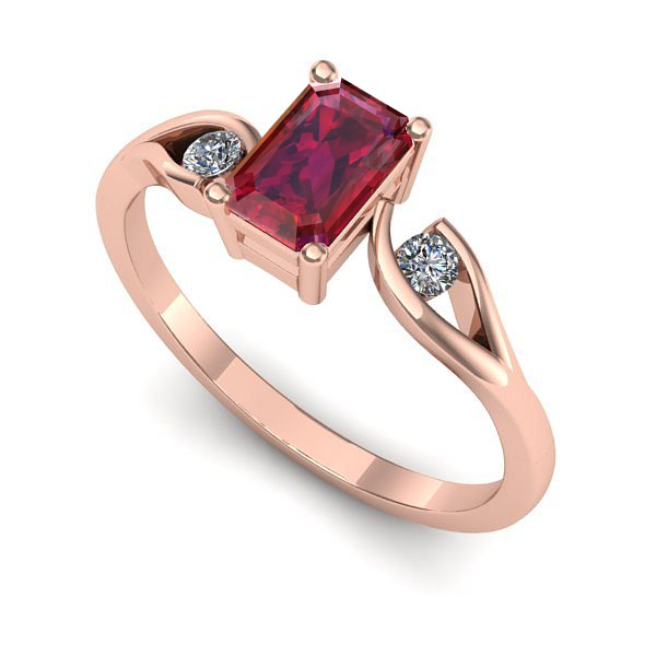 Inel de logodna din aur roz cu rubin