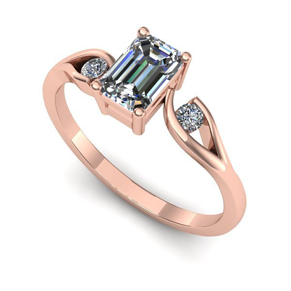 Inel de logodna din aur roz cu safir alb