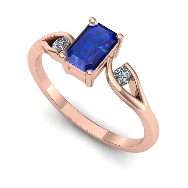 Inel din aur roz cu safir