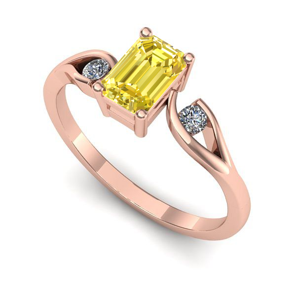 Inel logodna din aur roz cu safir galben