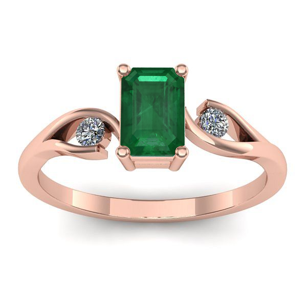 Inel logodna cu smarald dreptunghiular