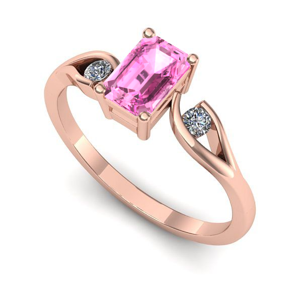 Inel de logodna din aur roz cu safir roz