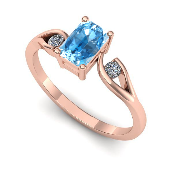 Inel de logodna din aur roz cu topaz blue