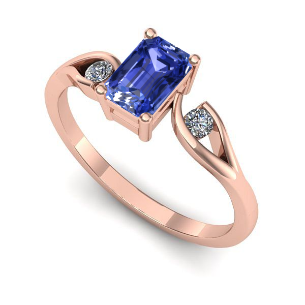 Inel de logodna din aur roz cu tanzanit