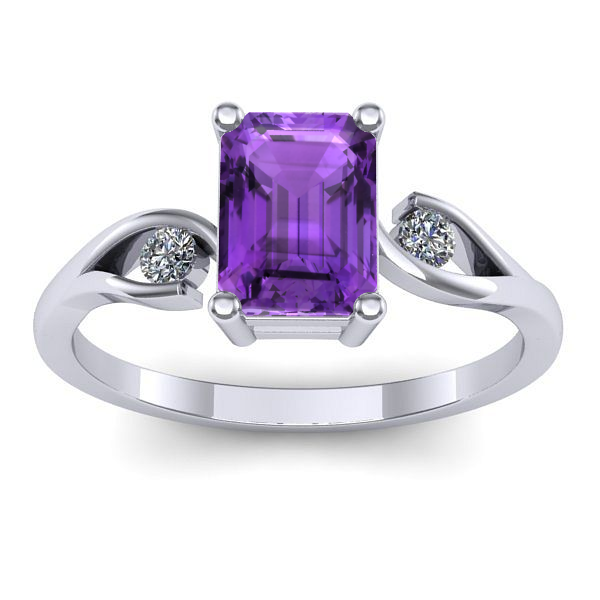 Inel logodna cu ametist dreptunghiular