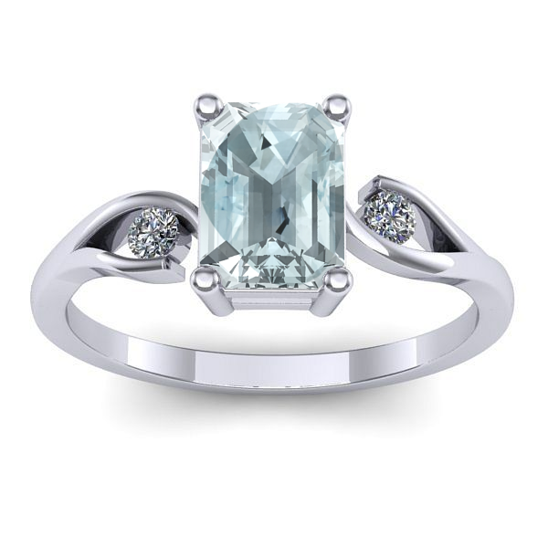 Inel logodna cu aquamarin dreptunghiular